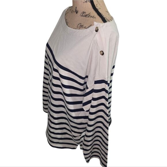 J. Crew Cropped boatneck T-shirt with buttons in mariner cotton Plus Size 2X - Picture 5 of 8
